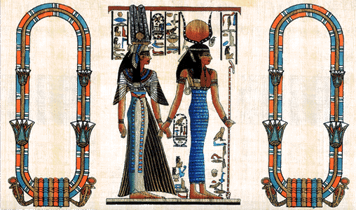 Nefertary led by Isis - Papyrus Cartouche