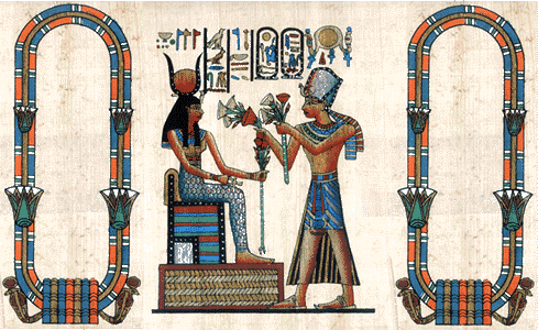 Ramses Proffers Flowers - Papyrus Cartouche